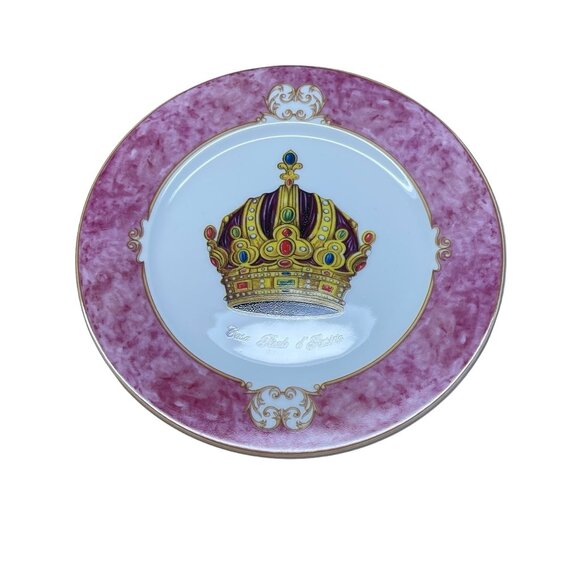 Email de Limoges Casa Reale Austria Limoges Porcelain Decorative Plate Crown Des - Picture 2 of 6